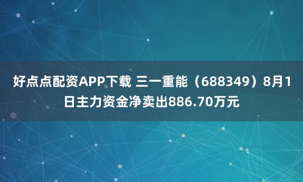 好点点配资APP下载 三一重能（688349）8月1日主力资金净卖出886.70万元